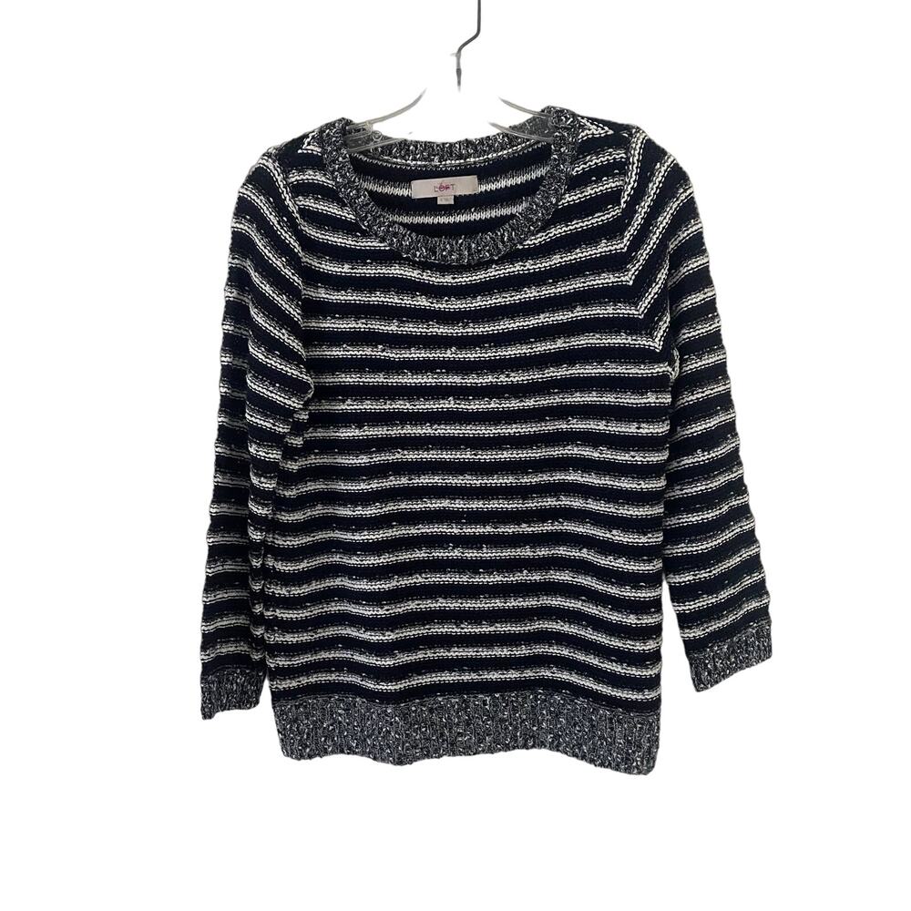 Loft Striped Round Neck Knit Sweater Sz S
